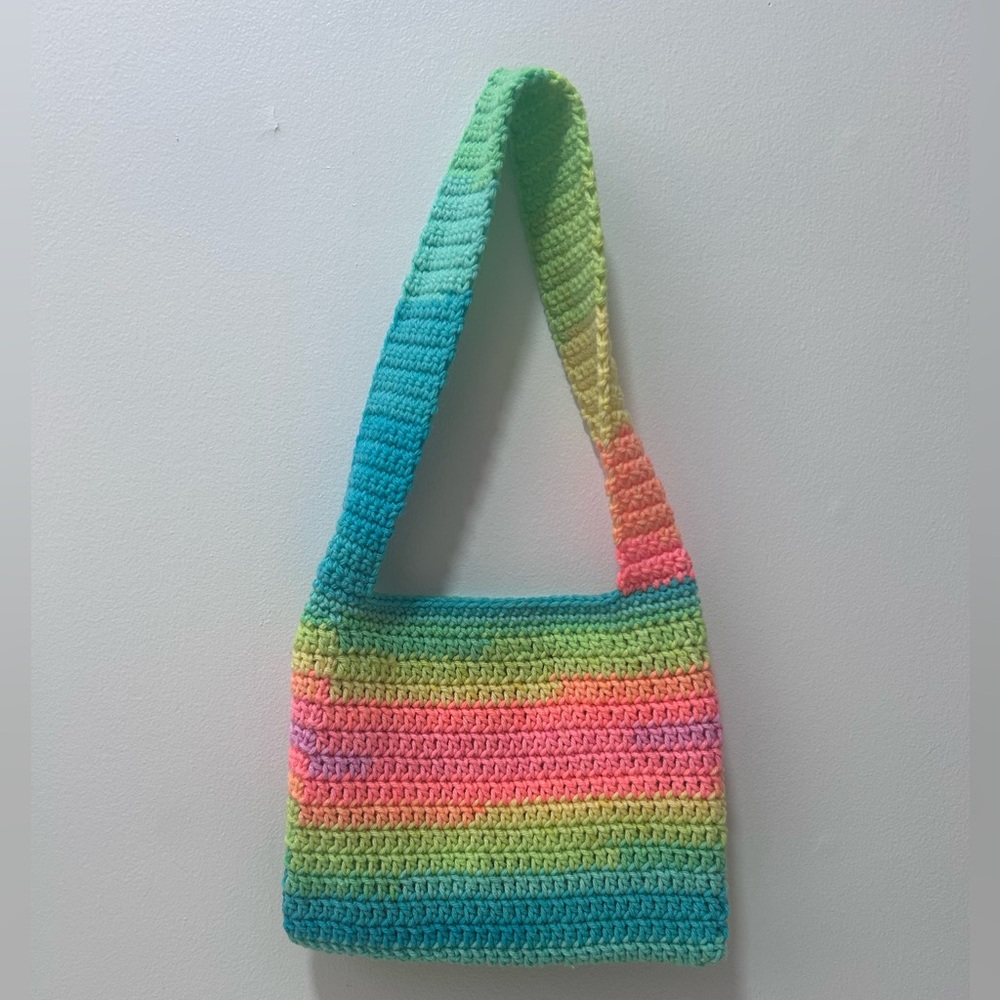 Crochet multi colored shoulder bag